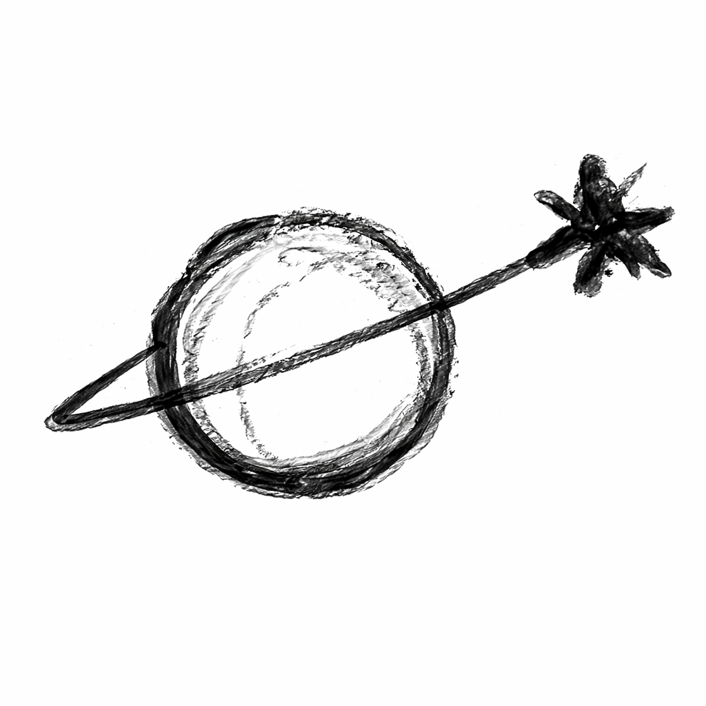 PlanetSpin Publications logo of a hand drawn globe and an orbiting star that looks like an asterisk